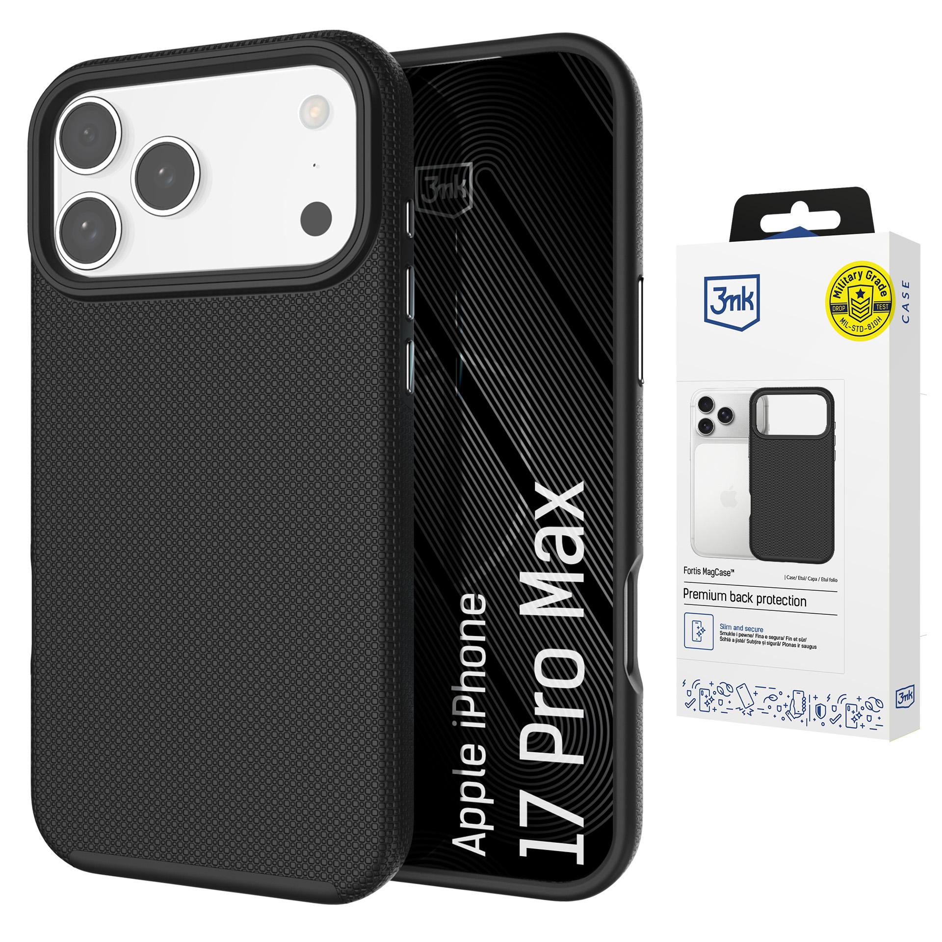 3mk Fortis MagCase -suojakuori iPhone 17 Pro Max:lle - musta