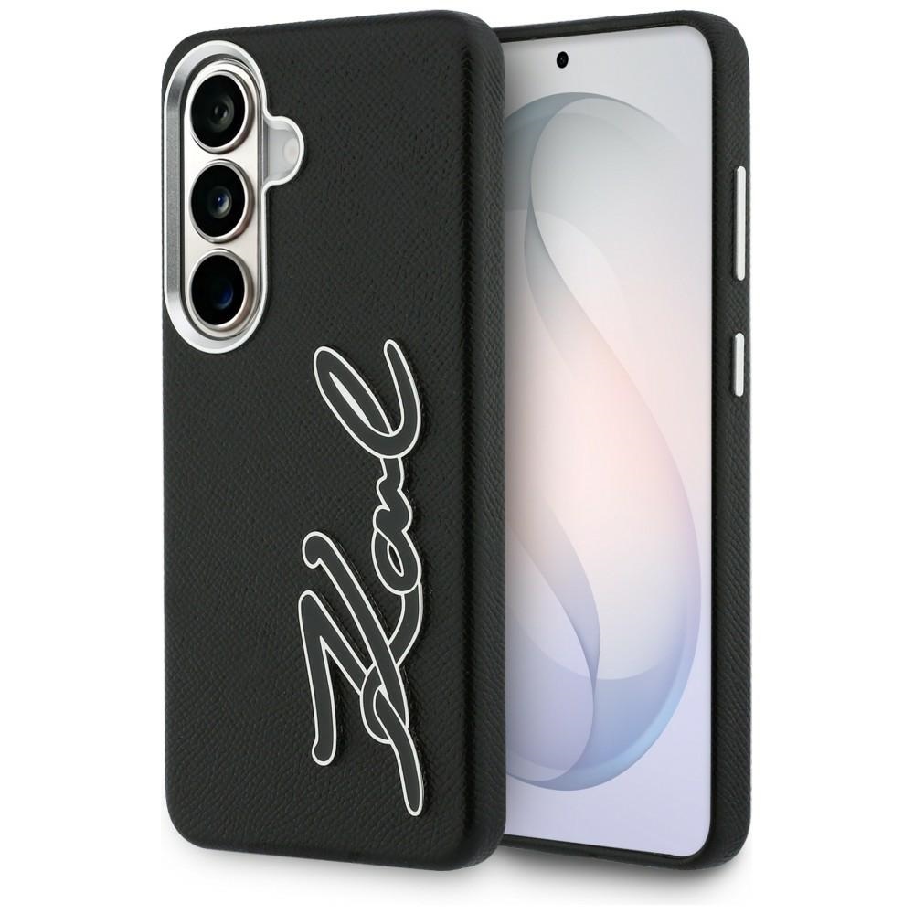 Karl Lagerfeld Grained Signature Metal Resin Logo -suojakuori Samsung Galaxy S26:lle - musta