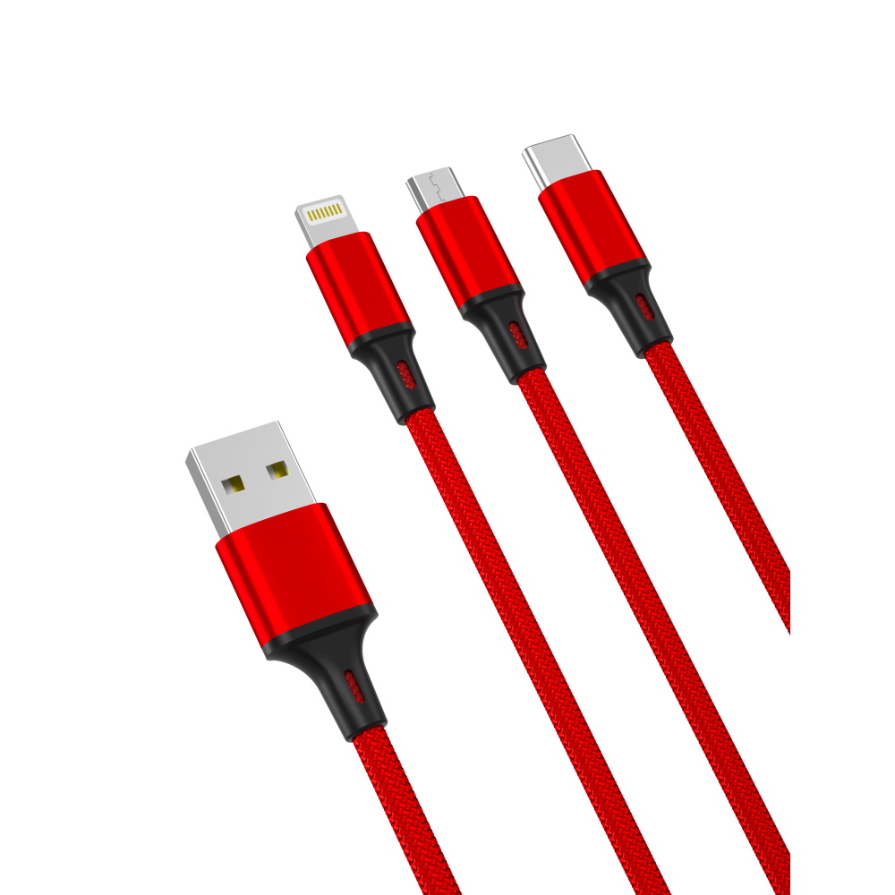 XO kaapeli NB173 3in1 USB - Lightning + USB-C + microUSB 1,2 m 2,4A musta