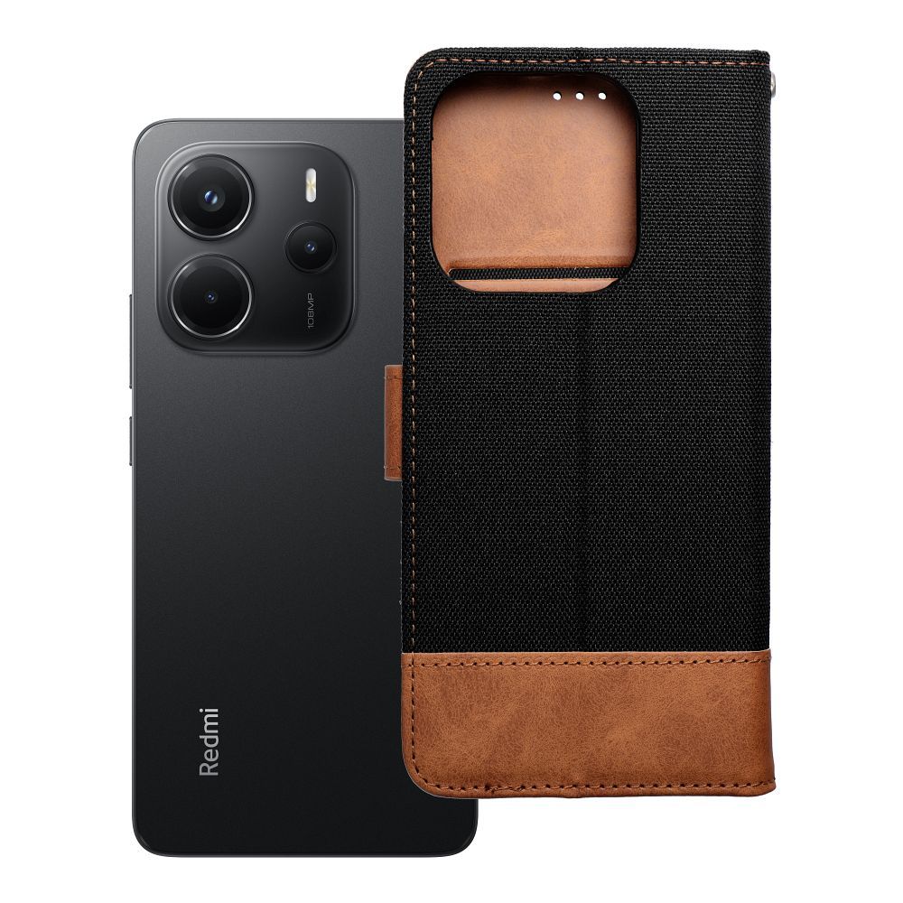 Läppäsuojakuori Xiaomi Redmi NOTE 14 4G:lle (GLOBAL - 163,25mm x 76,55mm x 8,16mm) Jeans Book musta