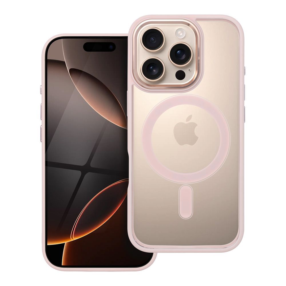 Suojakuori iPhone 16 PRO:lle Color Edge Mag Cover yhteensopiva MagSafe vaaleanpunainen