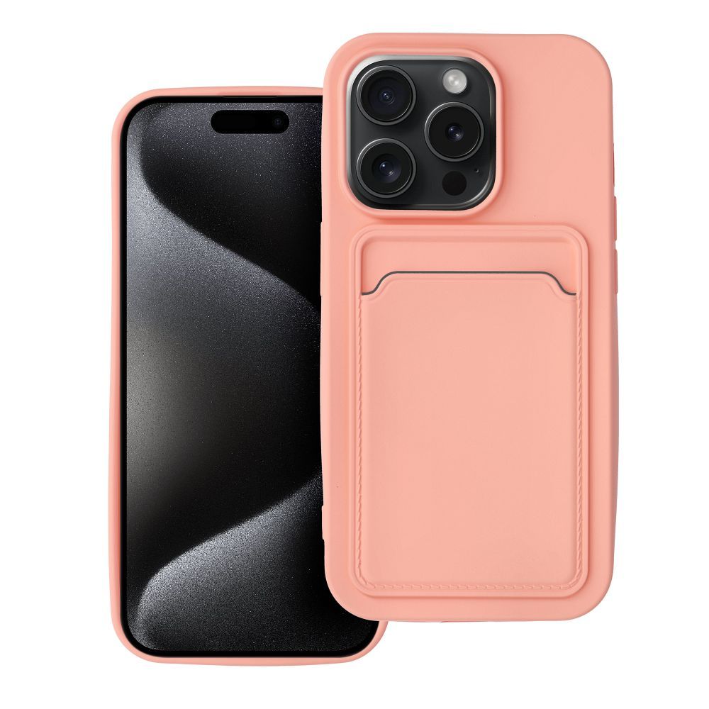 Suojakuori iPhone 15 PRO:lle Card Case vaaleanpunainen