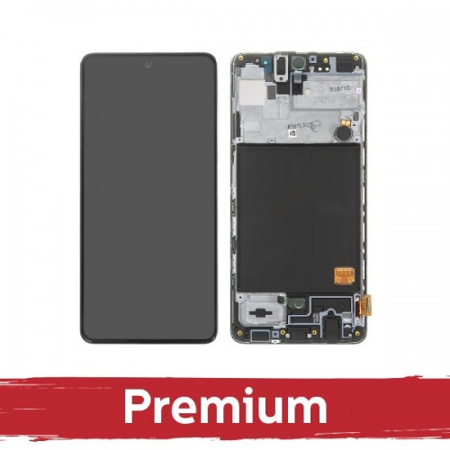 LCD-näyttö Samsung A515 A51 -puhelimelle kehyksellä / iso koko (suuri näyttöalue) / OEM