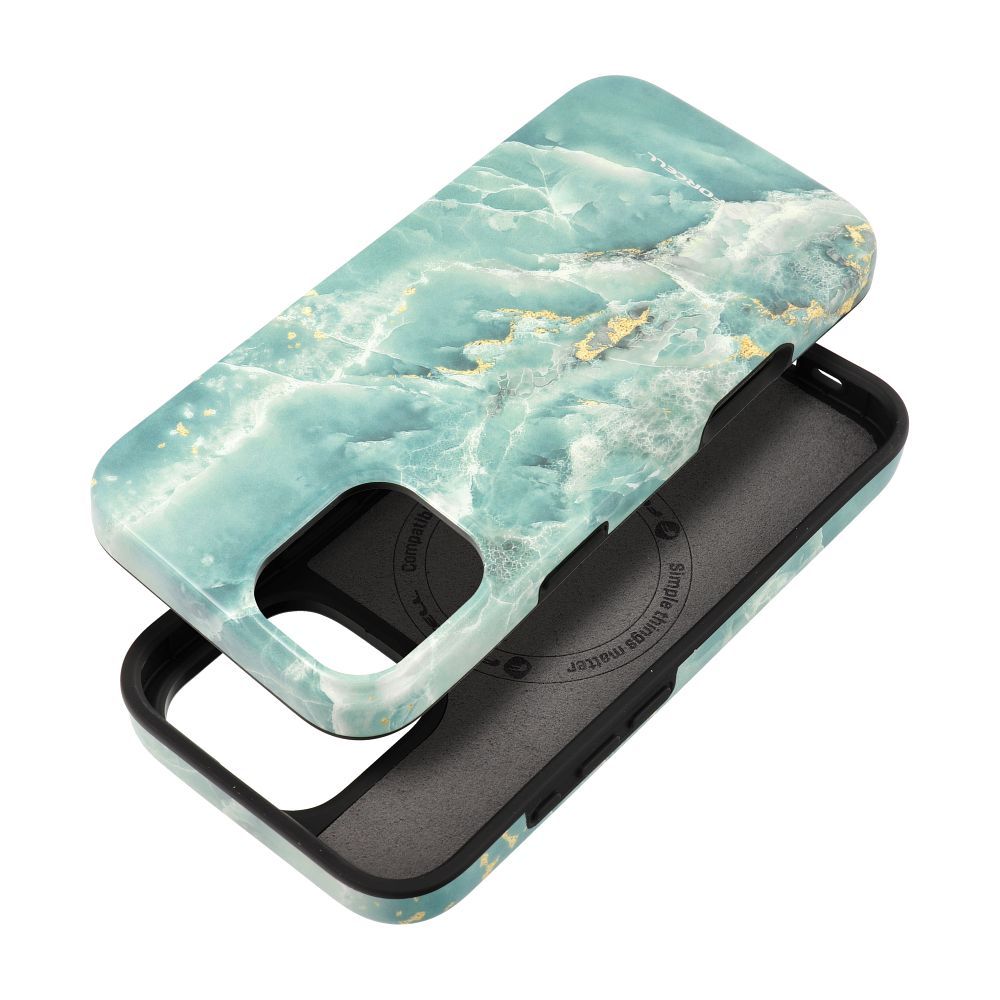 Suojakuori iPhone 16 PLUS:lle Forcell F-Protect Mirage MagSafe-yhteensopiva Military Drop-Test vihrea marmori