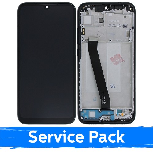 LCD-näyttö yhteensopiva Xiaomi Redmi 7:n kanssa kehyksellä / Eclipse Black / (Service Pack)