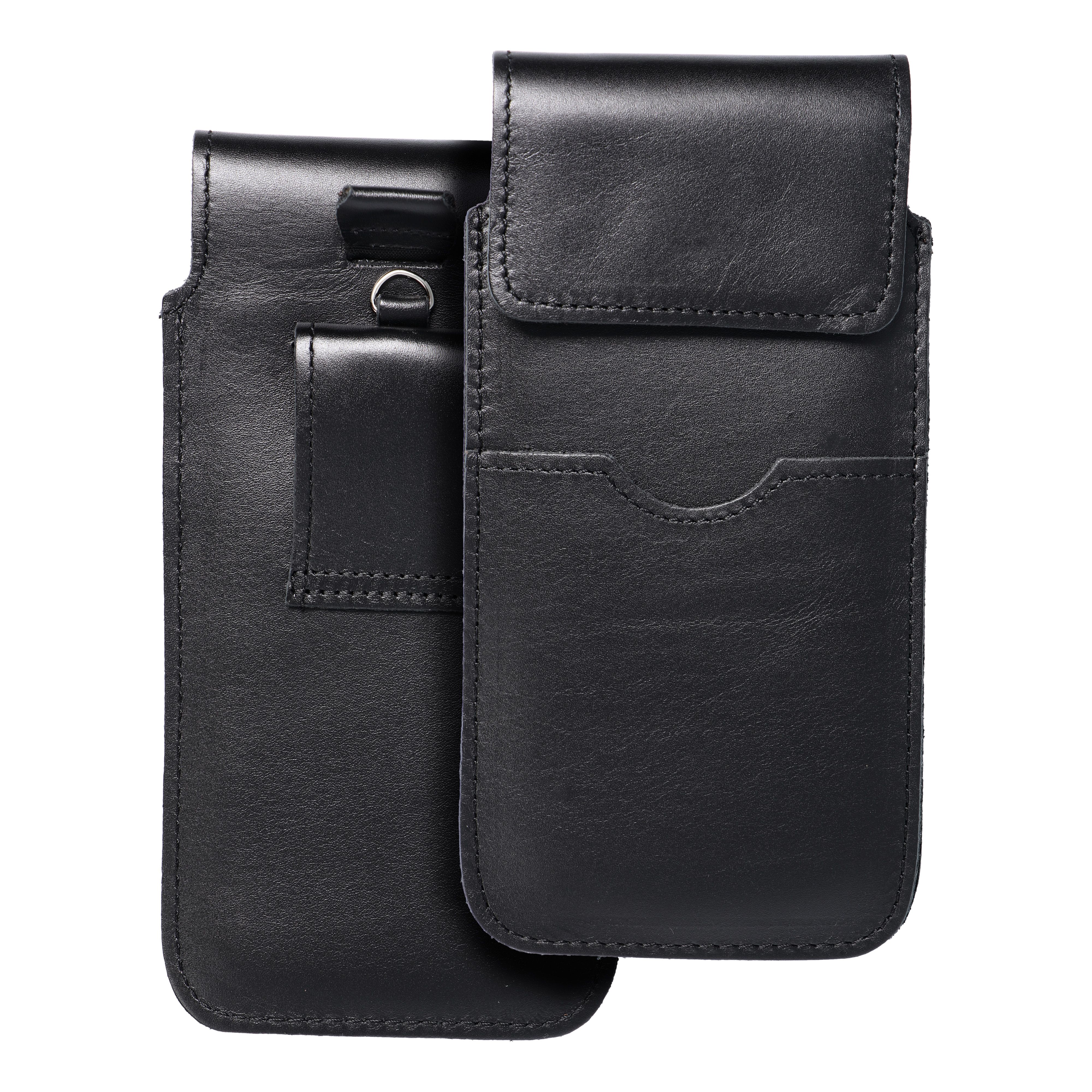 ROYAL - Nahkainen yleiskotelo läpällä / musta - Koko 2XL - iPhone 6 Plus / Samsung A52 / Xiaomi Redmi Note 10