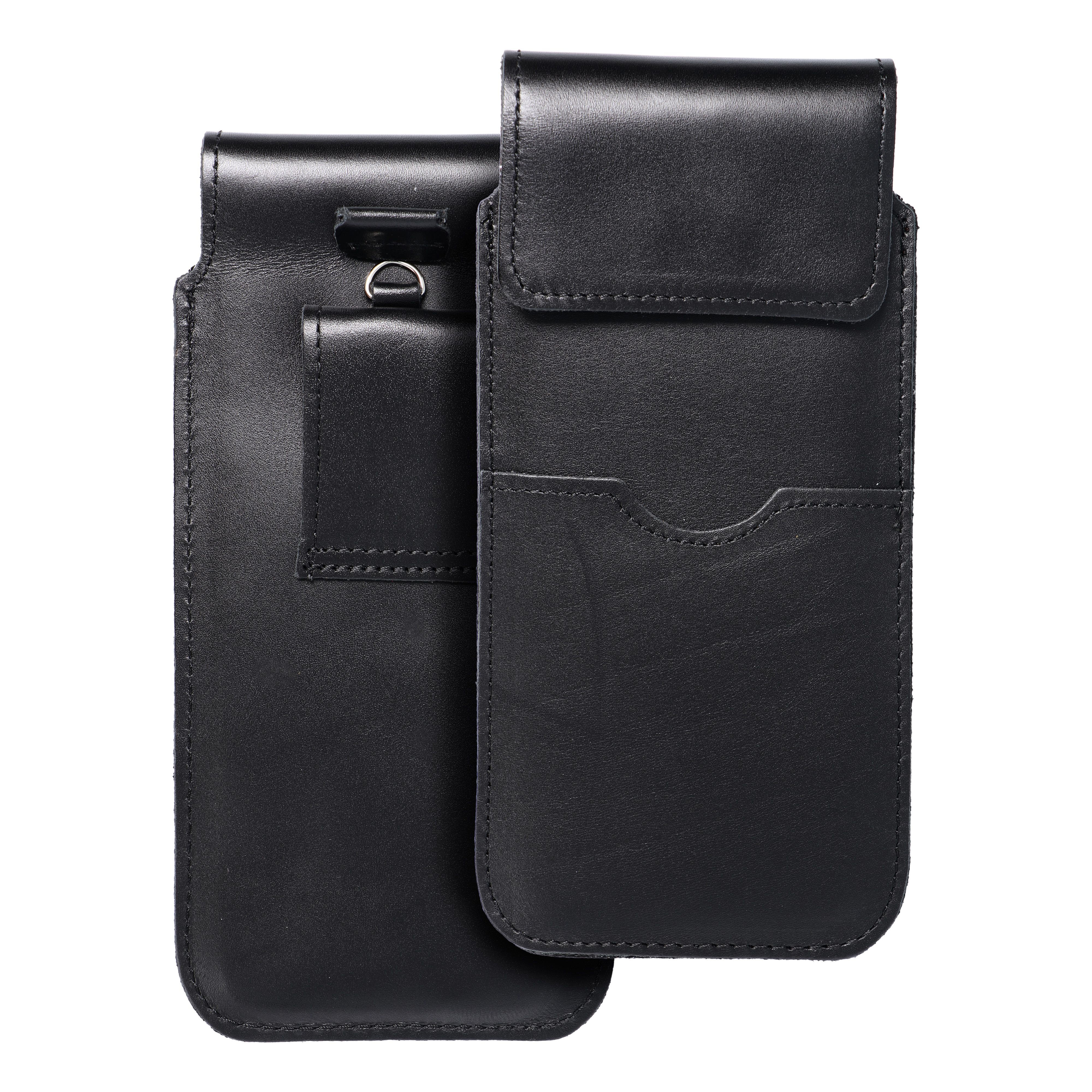 ROYAL - Nahkainen yleispussi läpällä / musta - Koko 2XL+korkea - Samsung S21 Ultra / Huawei P Smart 2021 / Xiaomi Redmi 12 / Oppo A98 5G
