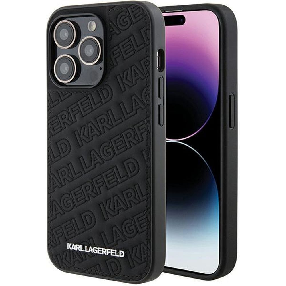 KARL LAGERFELD Suojakuori IPHONE 15 Prolle KLHCP15LPQKPMK (Quilted Pattern) musta
