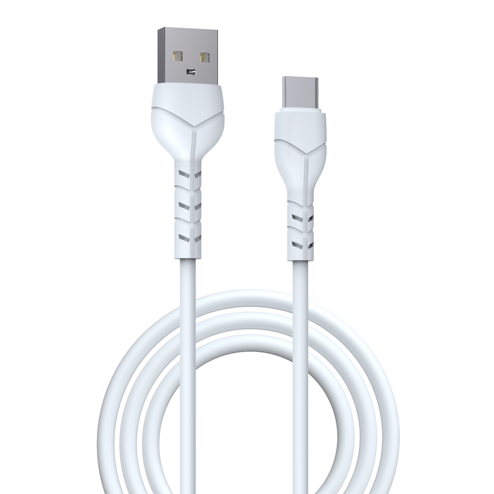 USB-kaapeli Devia Kintone Type-C 1.0 m, valkoinen 5V 2.1A