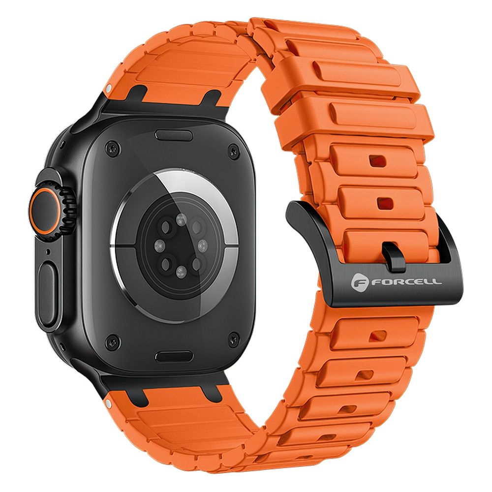 Ranneke Apple Watch:lle Forcell F-Design FA06 silikoni rei'illä 42 / 44 / 45 / 49 mm oranssi