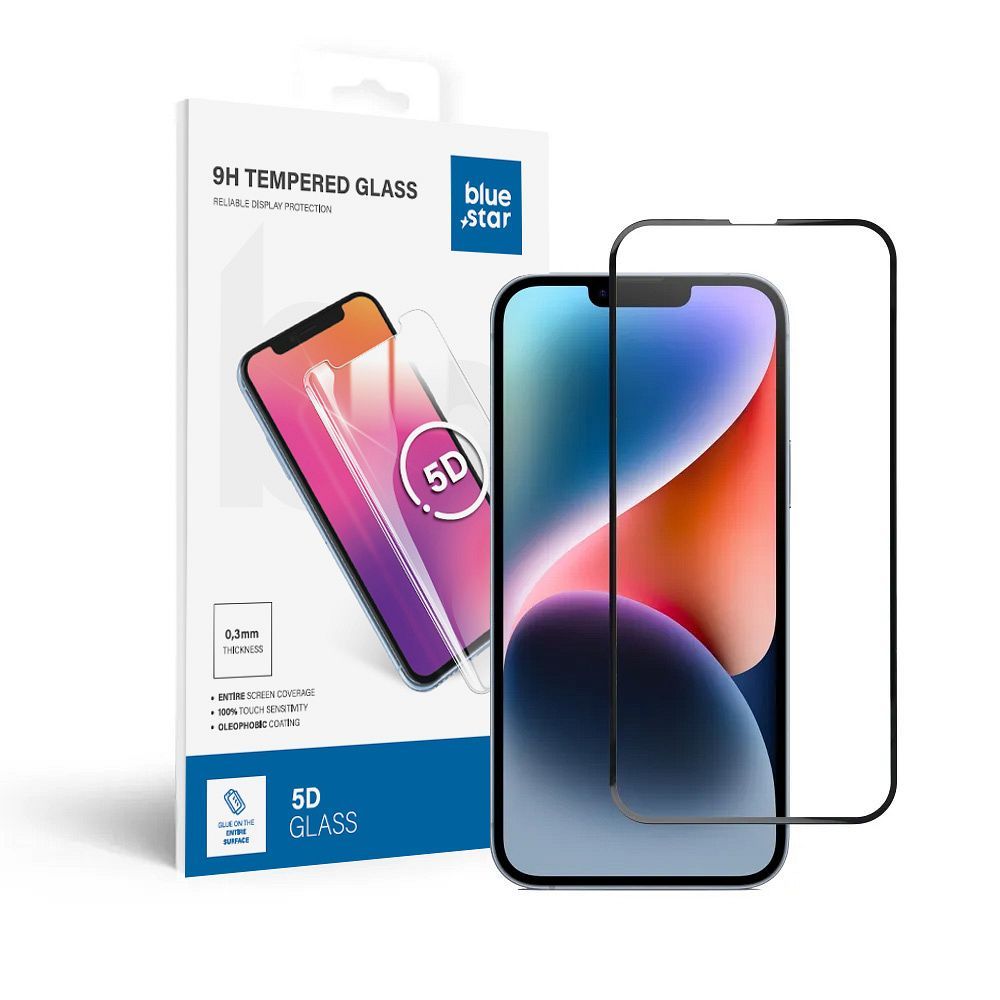 Tempered glass to iPhone 13 PRO MAX /14 PLUS (full glue) Blue Star 5D black
