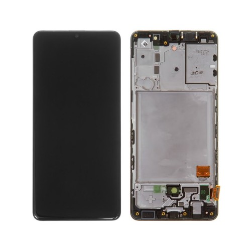 LCD-näyttö Samsung A415 A41:lle musta kehyksellä HQ