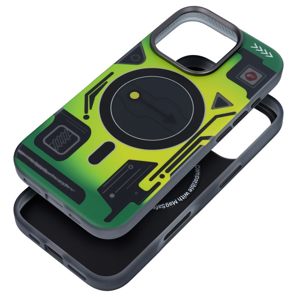 Suojakuori iPhone 16 PRO MAX:lle Forcell F-Protect Levels Dual Layer 4D MagSafe-yhteensopiva Military Drop-Test cyber green