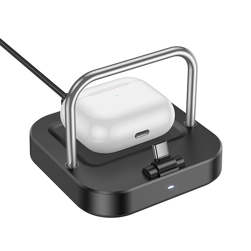 Pöytälaturi Hoco 2in1 USB-C PD QC 3A 30W + langaton lataus 5W CQ16B - musta