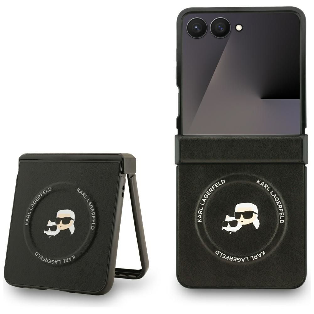 Karl Lagerfeld Karl&Choupette Pins MagSafe suojakuori Samsung Galaxy Z Flip7:lle musta