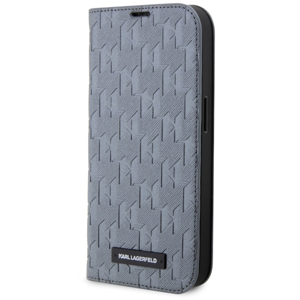 Karl Lagerfeld KLBKP14SSAKLHPG iPhone 14 6,1 kirjakuori hopeinen/hopeinen Saffiano Mono BT