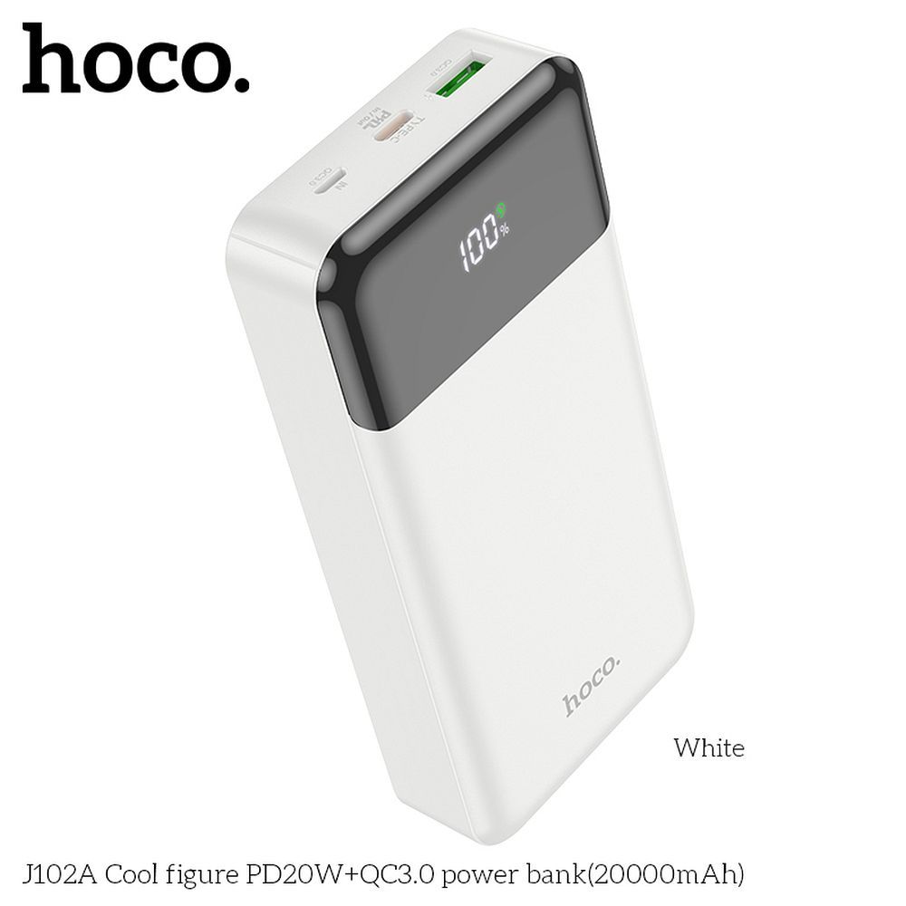 Varavirtalähde (f) Hoco 20000 mAh QC3.0 PD 3A 20W J102A valkoinen
