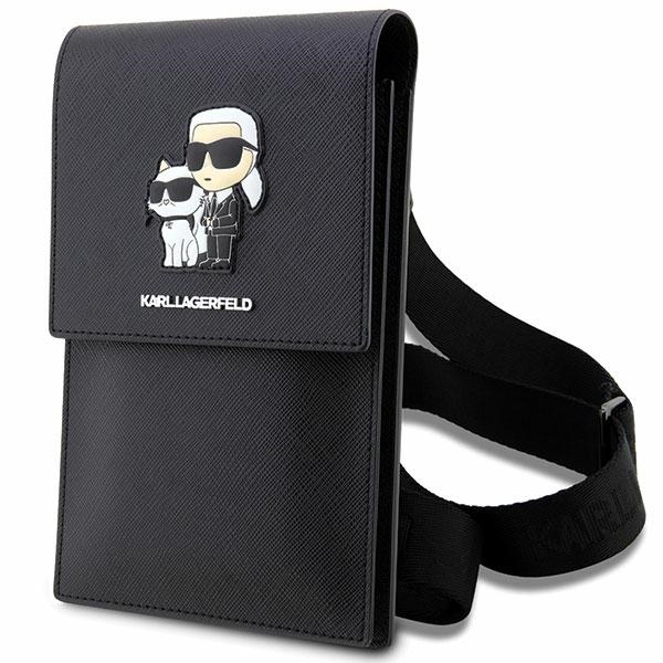 Karl Lagerfeld puhelinlaukku KLWBSAKCPMK musta kovakuori Phone Pounch Universal Saffiano K&C NFT