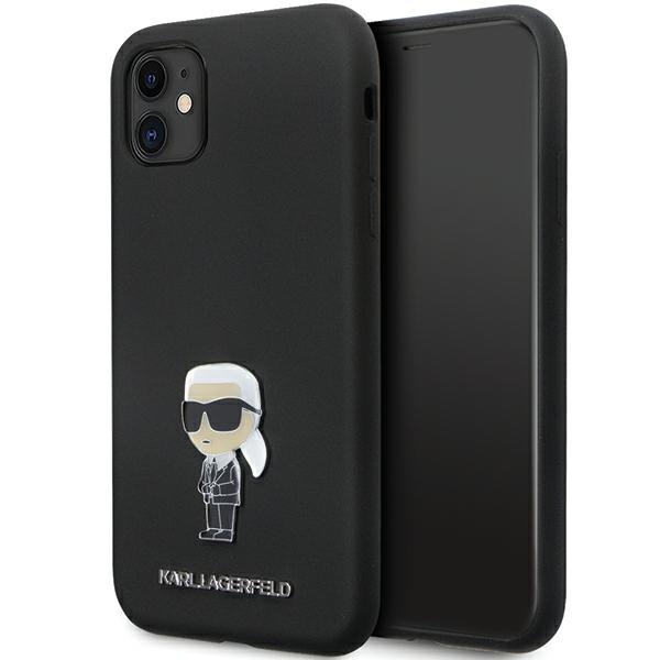 Karl Lagerfeld Suojakuori iPhone 11:lle KLHCN61SMHKNPK musta HC Silikoninen Ikonik Metal Pin