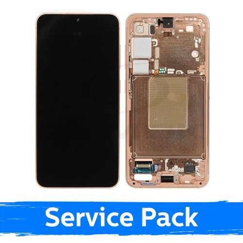 LCD-näyttö yhteensopiva Samsung S921 S24 kehyksellä / Sandstone Orange / (Service Pack) + sisältää akun