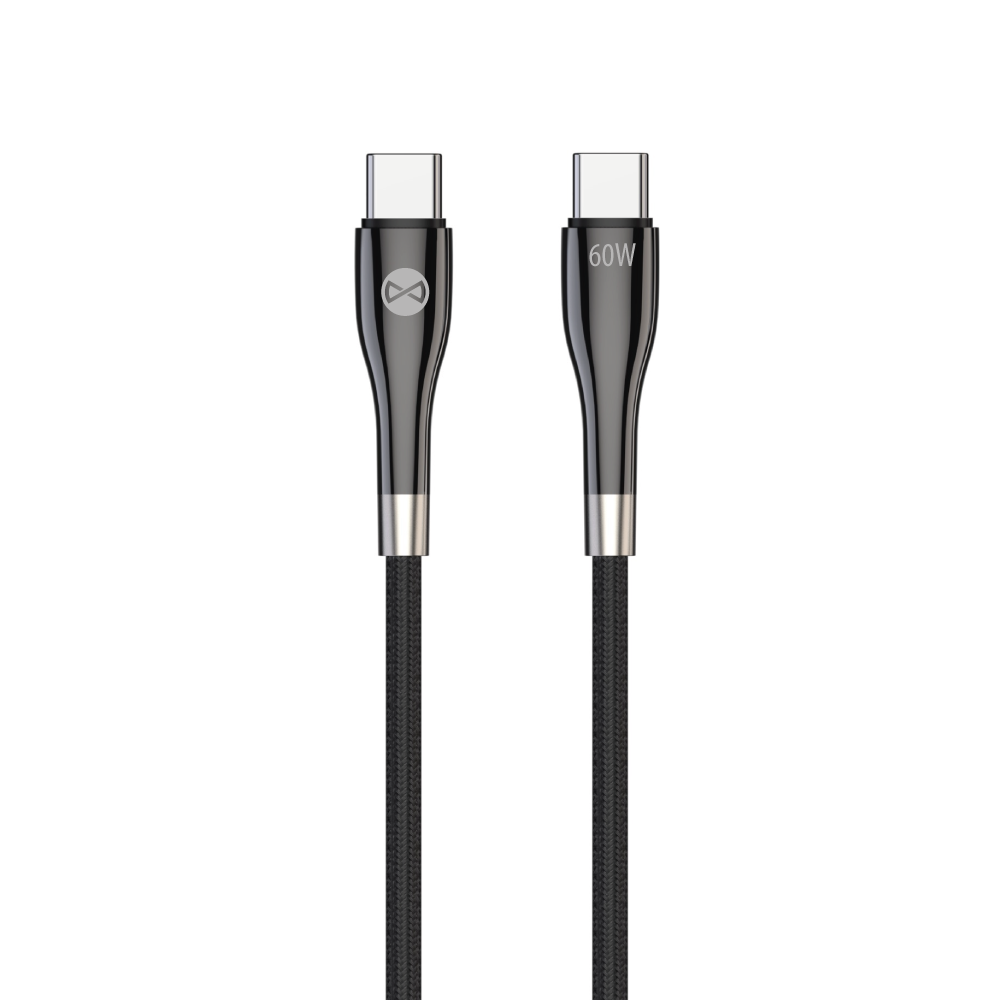 Forever Sleek -kaapeli USB-C - USB-C 1,0 m 60W musta