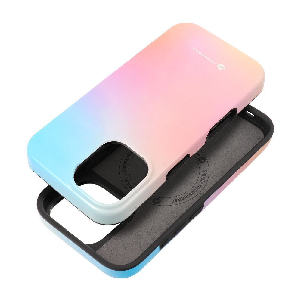 Suojakuori iPhone 16:lle Forcell F-Protect Mirage MagSafe-yhteensopiva Military Drop-Test vaaleanpunainen sininen