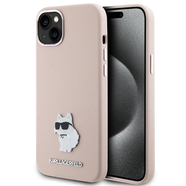 Karl Lagerfeld Suojakuori iPhone 15 Plus 6,7 KLHCP15MSMHCNPP vaaleanpunainen HC SILICONE C METAL PIN