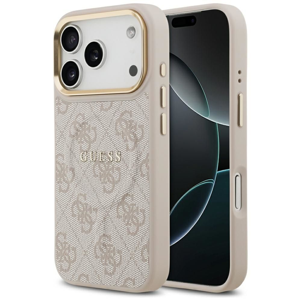 Guess 4G PU Classic Logo MagSafe -suojakuori iPhone 17 Pro - vaaleanpunainen