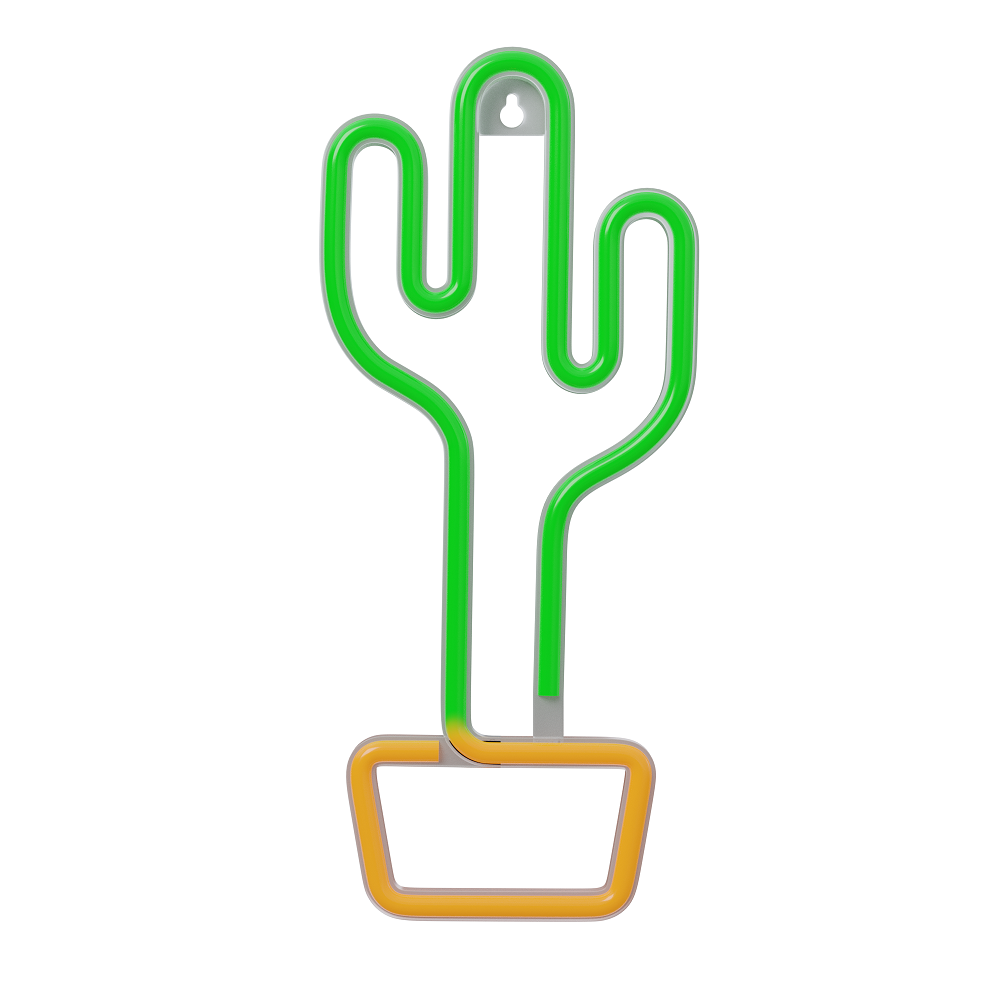 Neon LED-valo CACTUS oranssi vihreä Bat + USB FLNE02 Forever Light