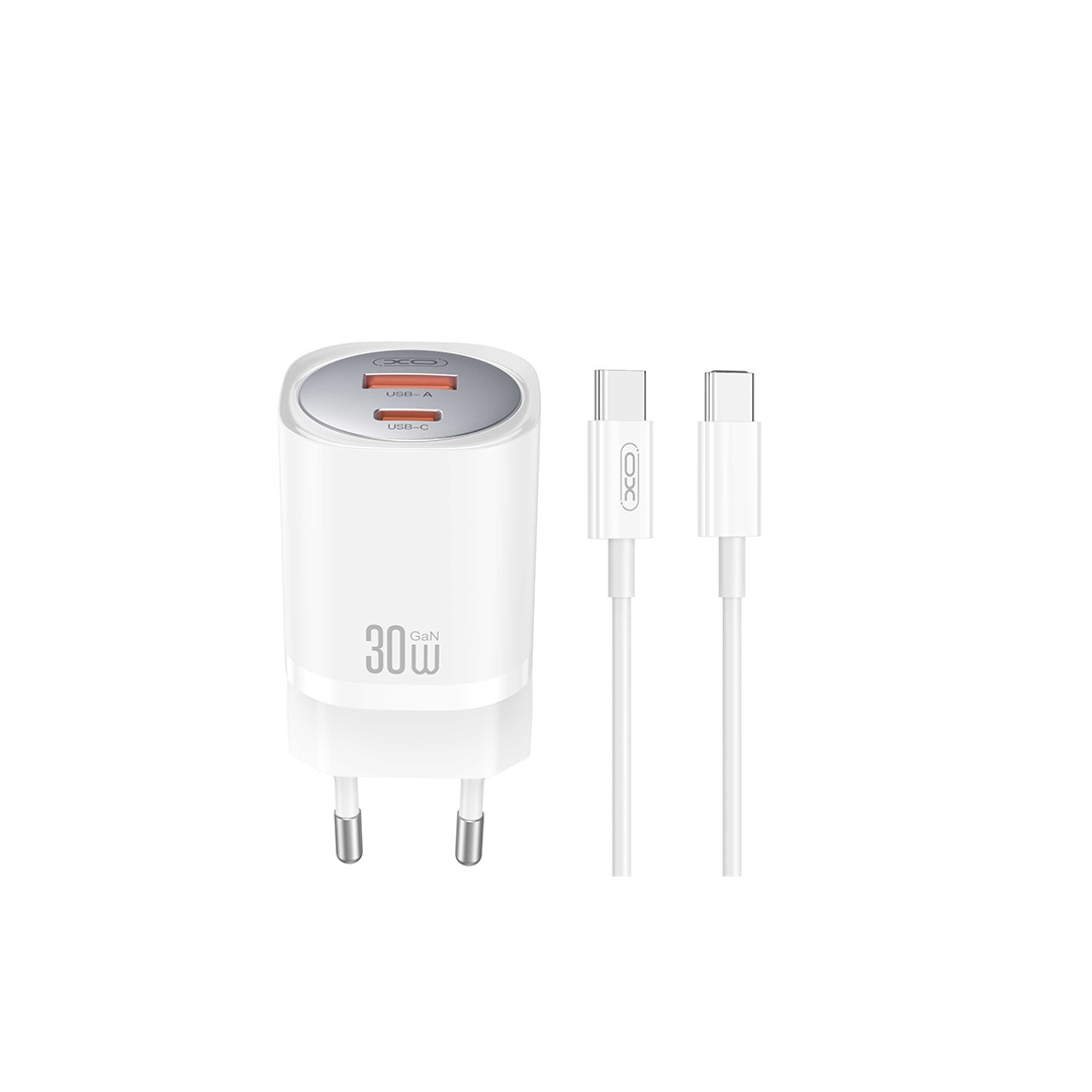 XO wall charger CE21 PD 30W 1x USB-C 1x USB white