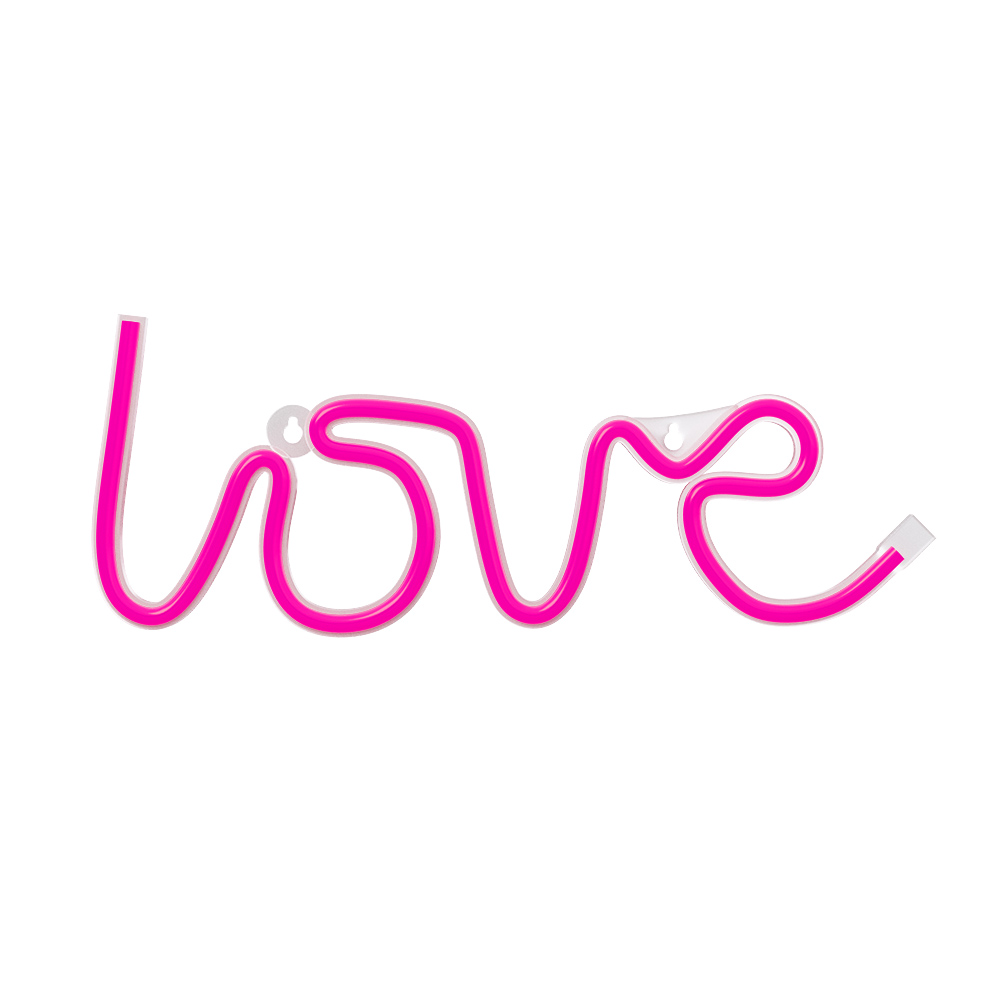 Neon LED-valo LOVE vaaleanpunainen Bat + USB FLNE05 Forever Light