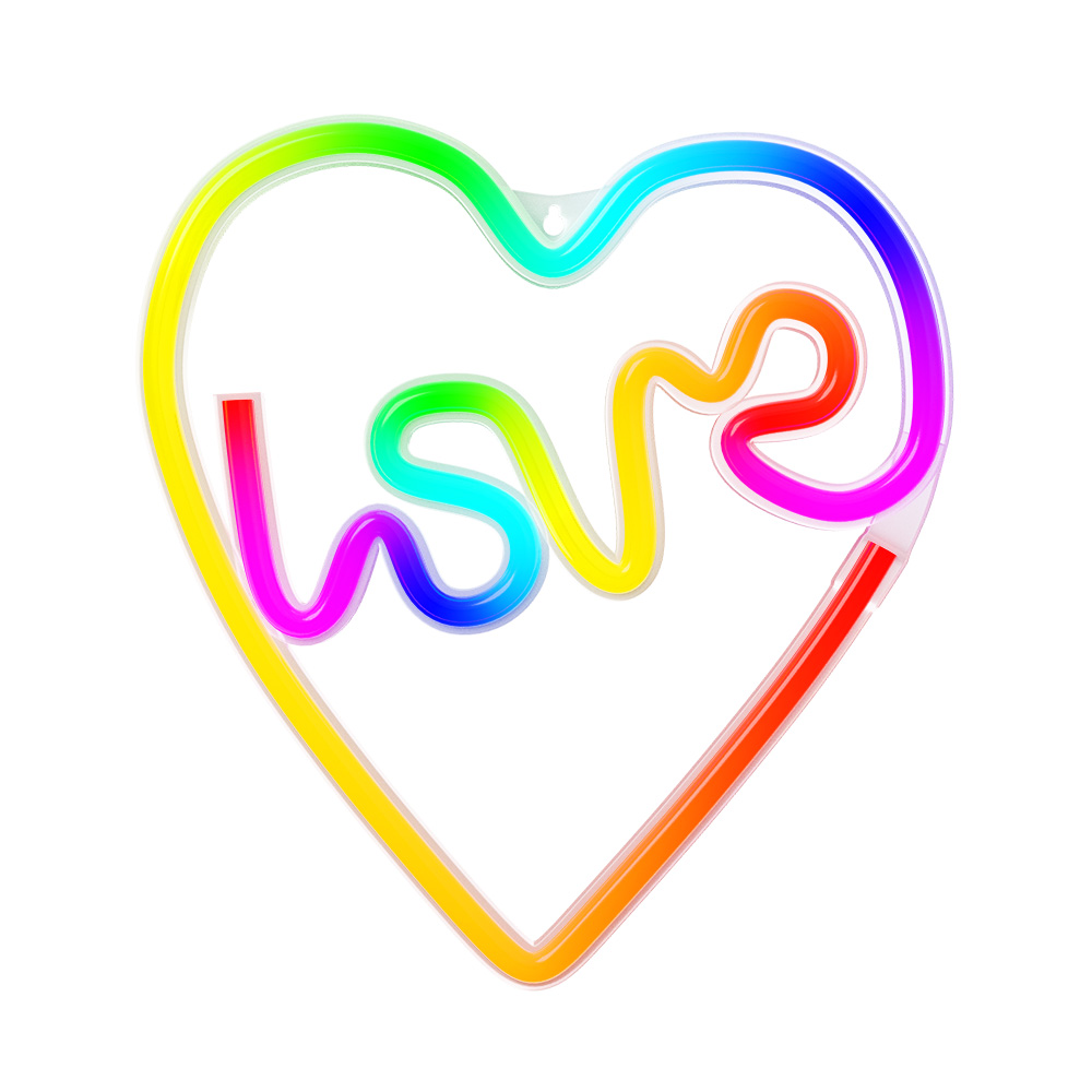 Neon LED RGB LOVE IN HEART FLRN02 + kaukosäädin Forever Light