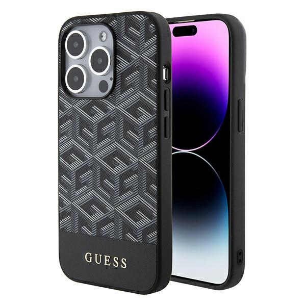 Guess Suojakuori iPhone 14 Pro Max 6,7 GUHMP15XHGCFSEK musta HC MAGSAFE GCUBE PU STRIPE