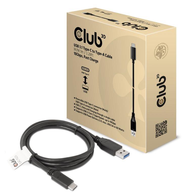 Kaapeli USB-C - USB3.1 1m uros/uros CAC-1523 CLUB3D