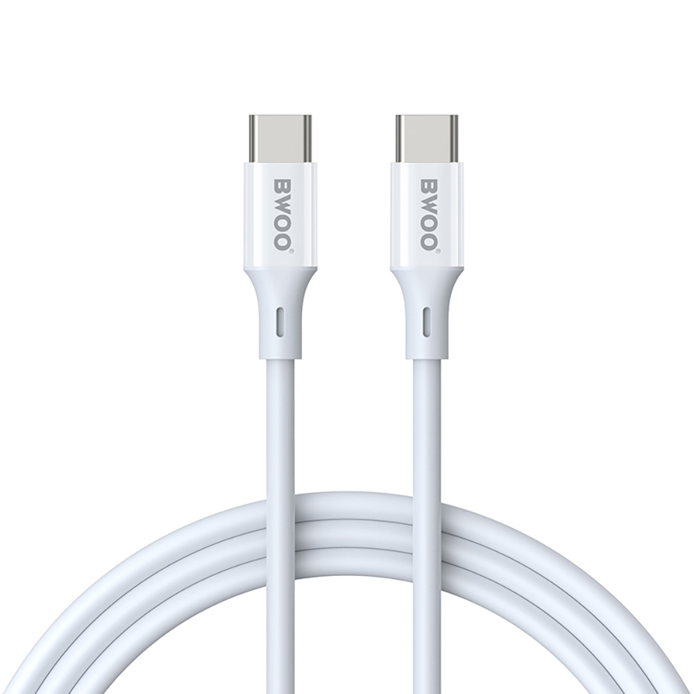 BWOO kaapeli USB-C - USB-C 1m 60W ABS + TPE X282 C-C valkoinen