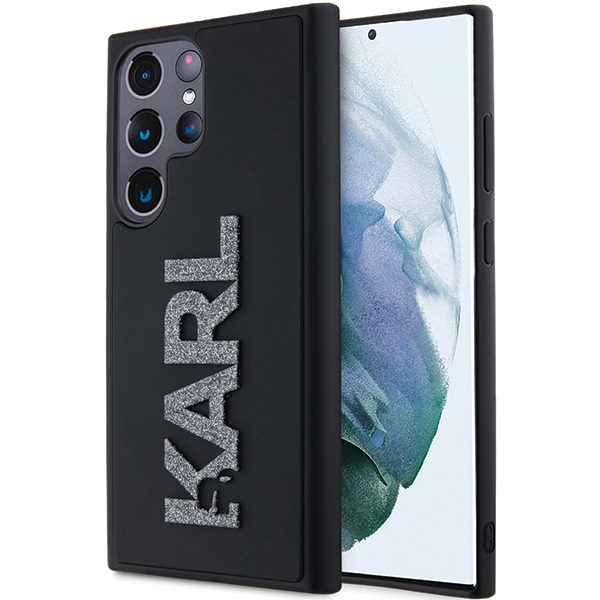 Karl Lagerfeld Suojakuori Samsung Galaxy S24 Ultra:lle KLHCS24L3DMBKCK musta HC 3D logo glitter