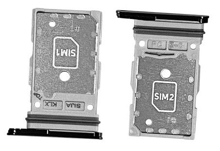 SIM-kortin pidike Samsung S901/S906 S22/S22 Plus Dual Phantom Black alkuperäinen (service pack)