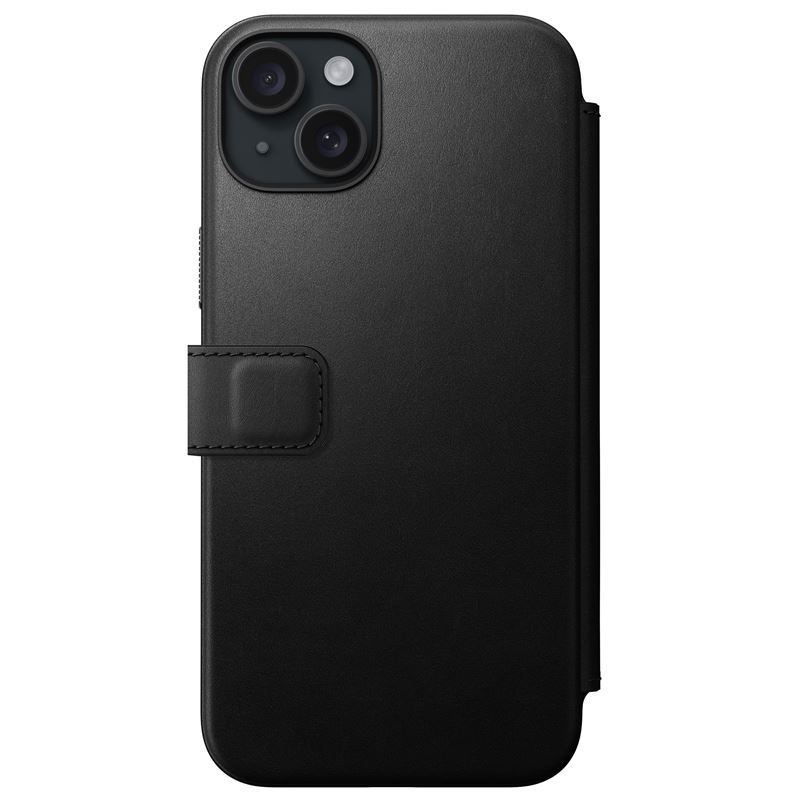 Nomad moderni nahkainen folio-kuori iPhone 15 Plus 6,7' musta