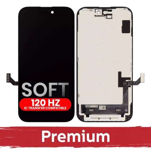 LCD Display Compatible iPhone 15 Black (SOFT OLED / Stable 120Hz / Premium) *Self-Diagnosable*