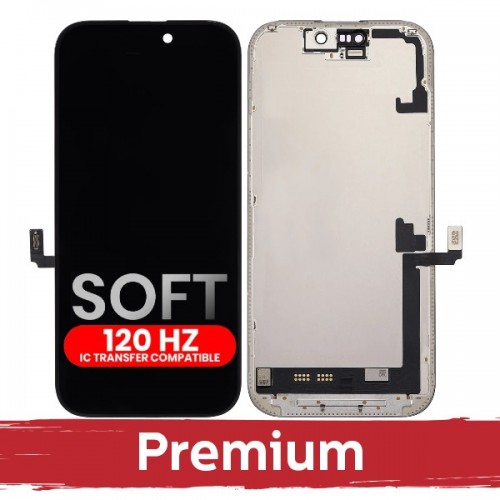 LCD-näyttö iPhone 17:lle, musta (SOFT OLED / Stable 120Hz / Premium) *irrotettava IC*