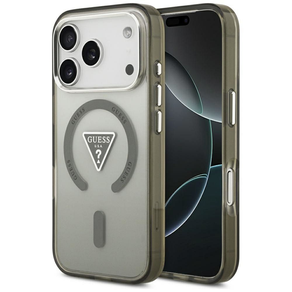 GUESS suojakuori iPhone 17 Pro Max MagSafe-yhteensopiva (IML Gradient kolmiologolla) - khaki