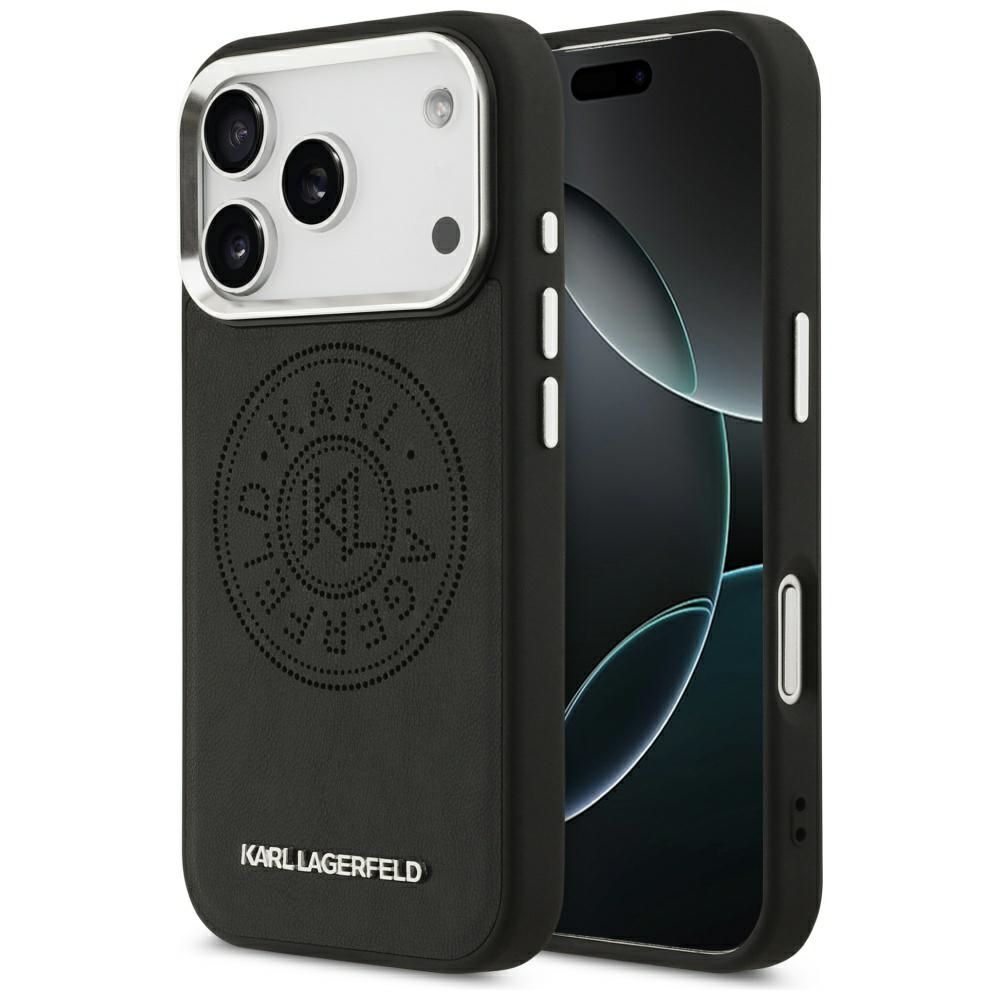 KARL LAGERFELD suojakuori IPHONE 17 Pro:lle MagSafe-yhteensopiva KLHMP17LPSKRPMK (PU W/ Point & Metal Logo) musta