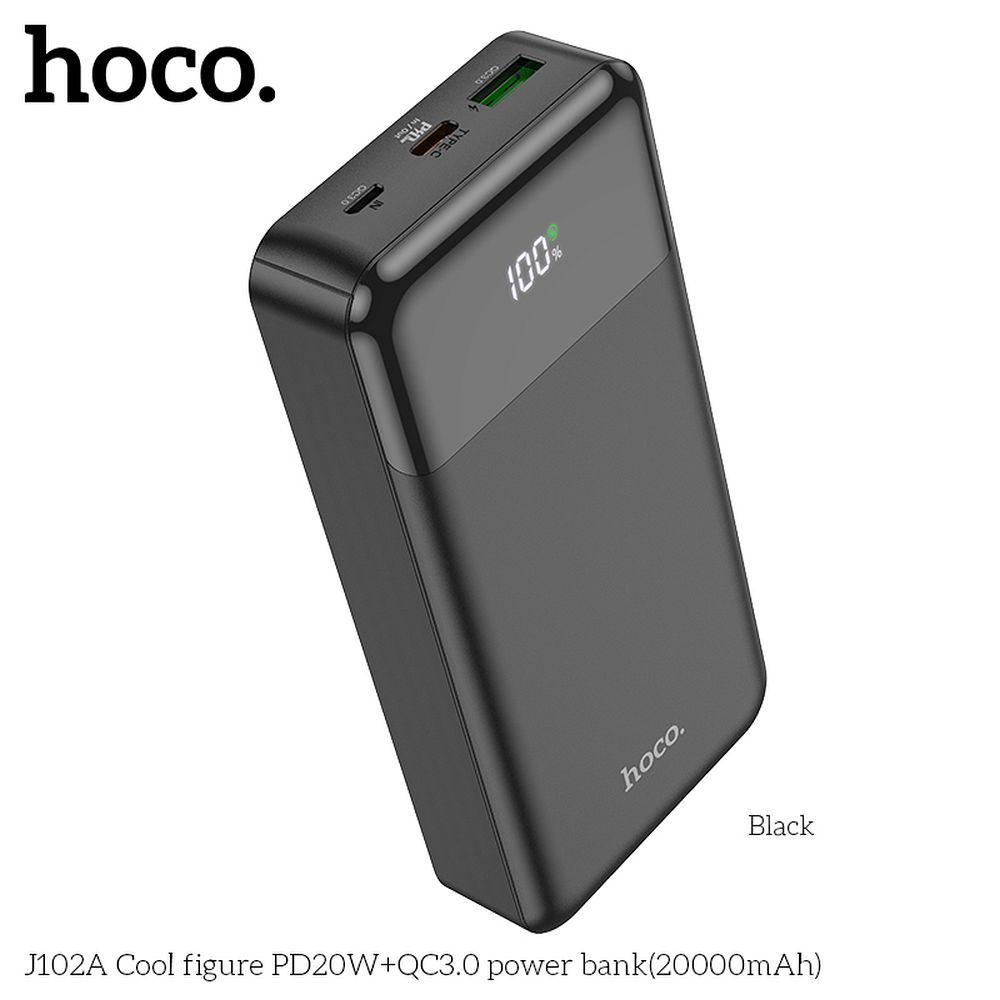 Varavirtalähde (f) Hoco 20000 mAh QC3.0 PD 3A 20W J102A musta