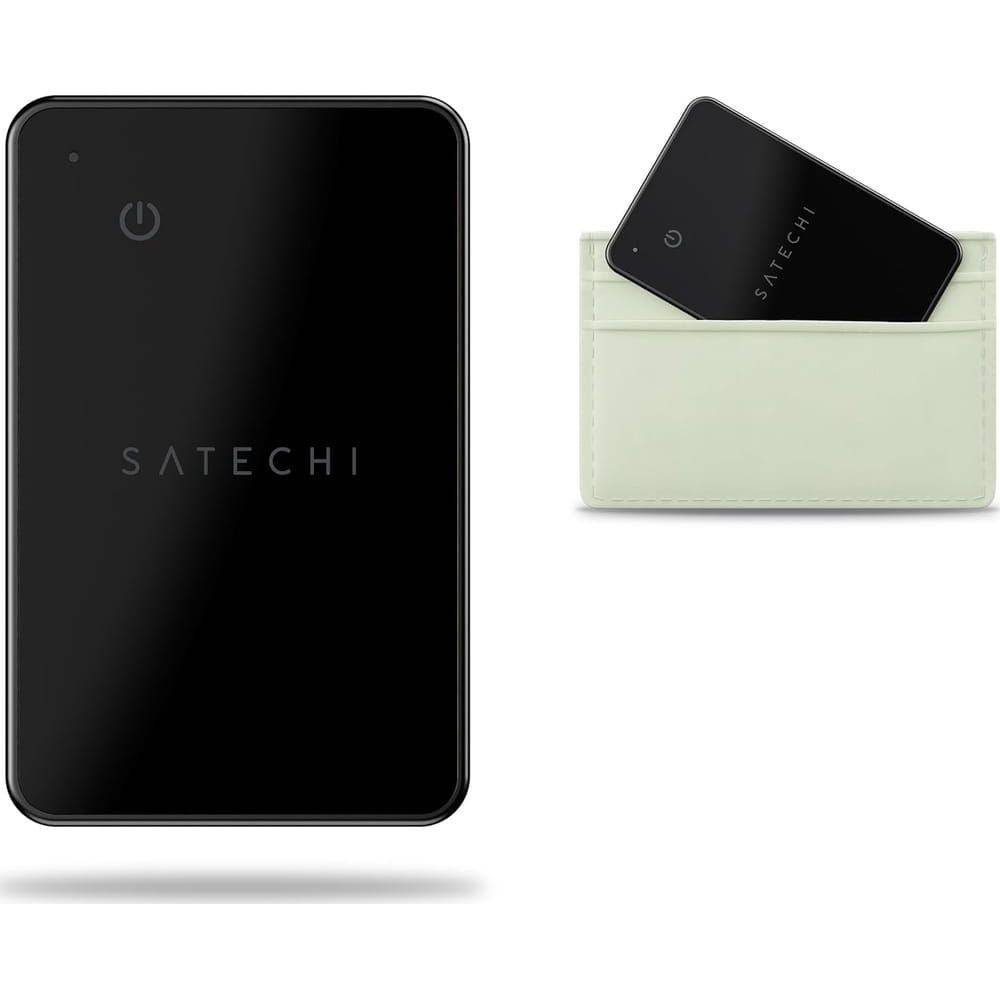 Apple Find My -yhteensopiva paikannin Satechi lompakkokortin muotoinen ST-LFAWCK, musta