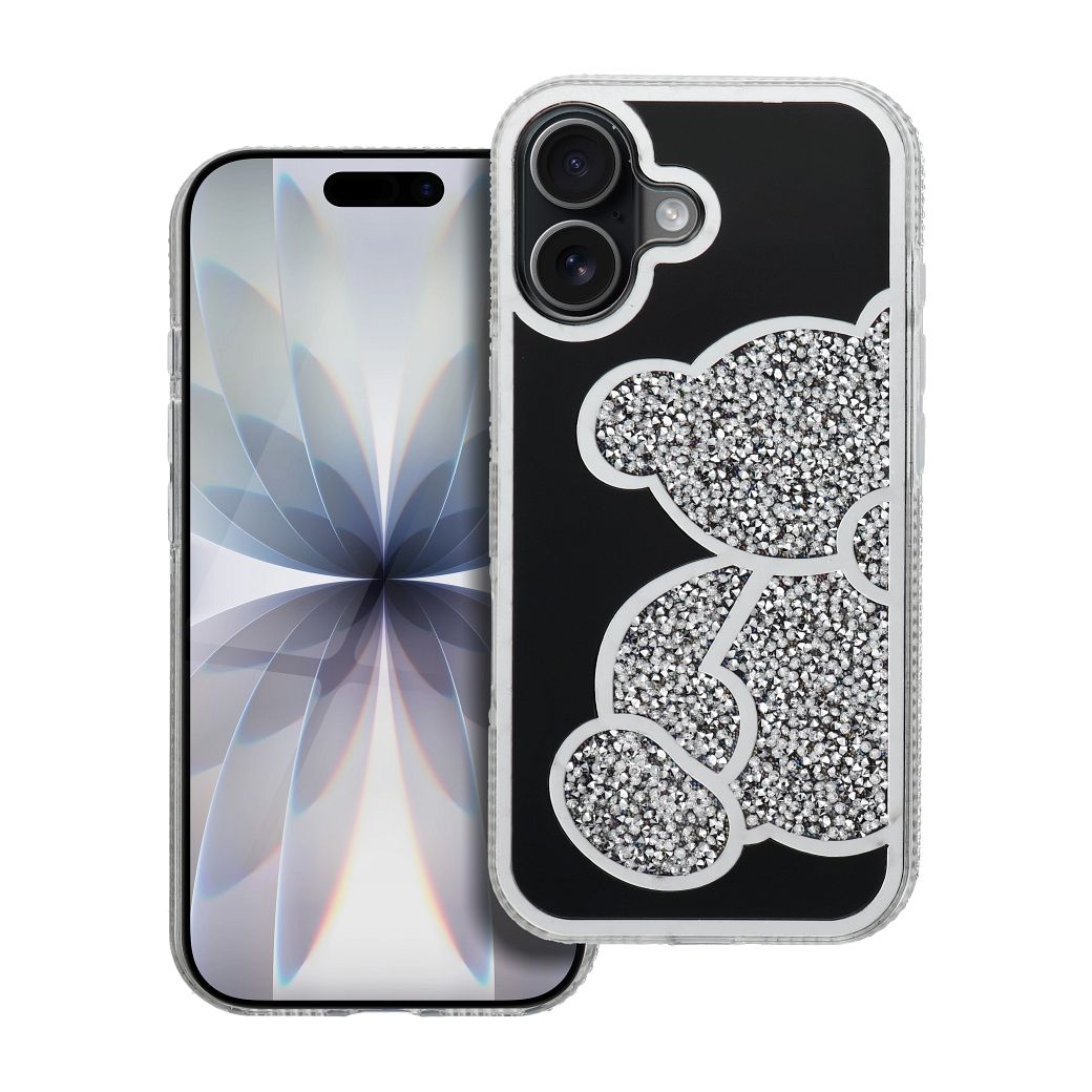 Suojakuori iPhone 17:lle Teddy Bear hopeinen