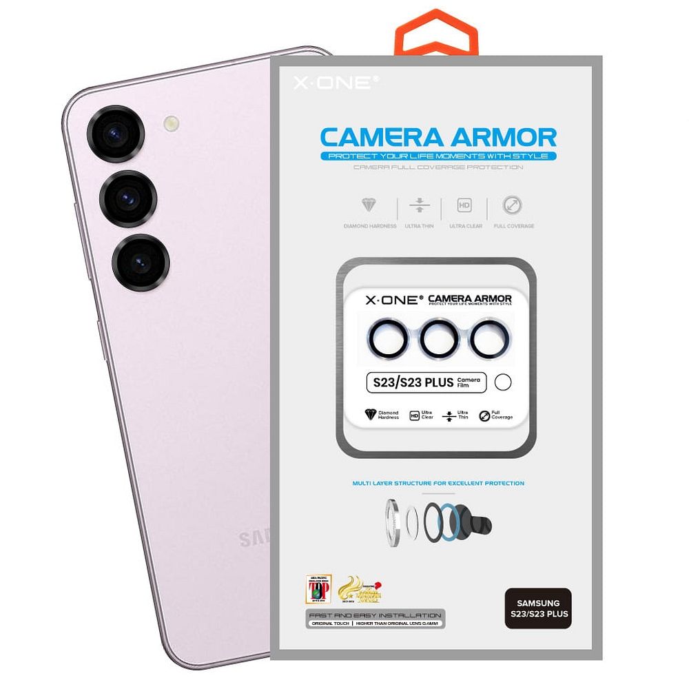 X-ONE Sapphire Camera Armor - Samsung Galaxy S23/S23 Plus:lle - hopeinen