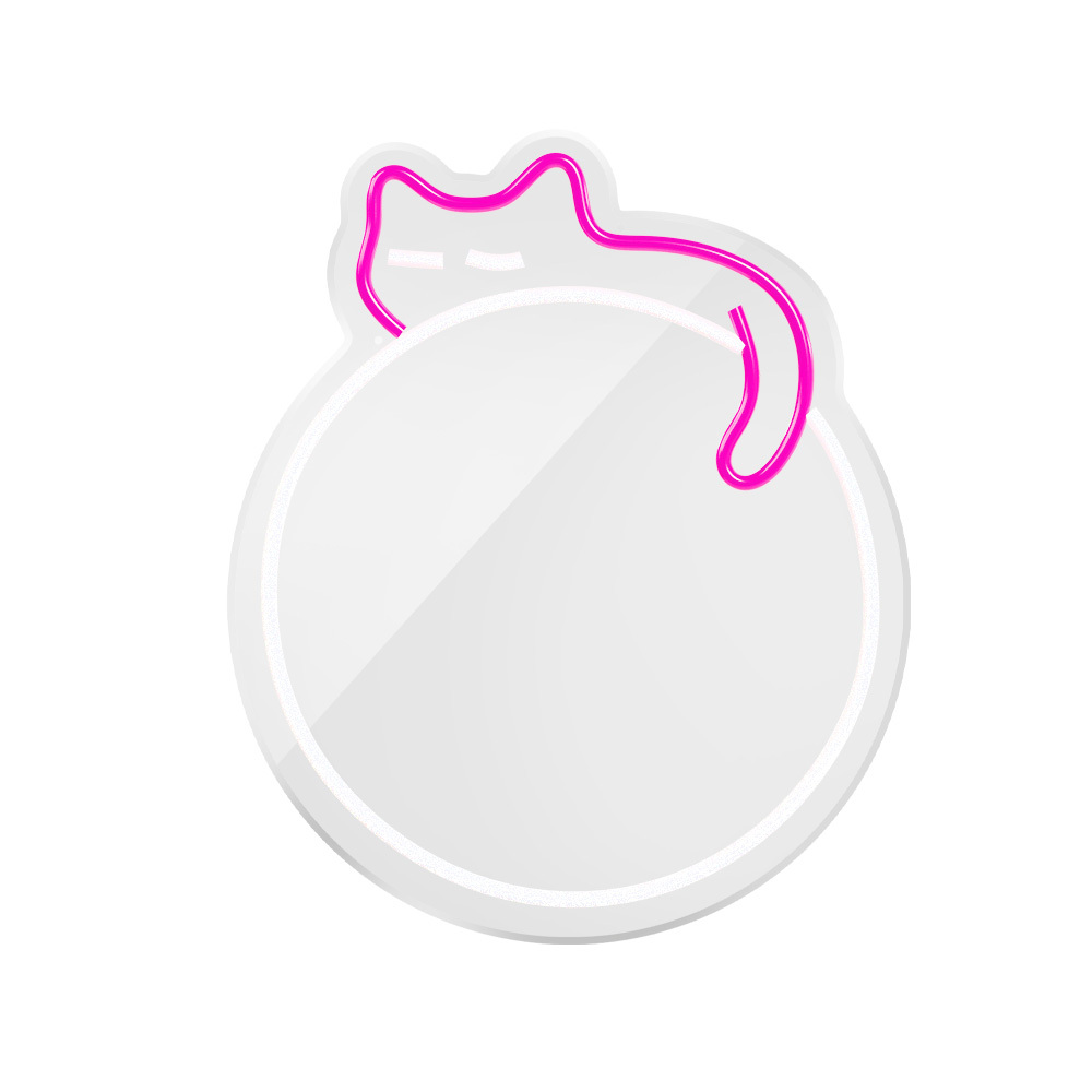Neon MIRROR LED SLEEPING CAT valkoinen vaaleanpunainen FMNE03 Forever Light