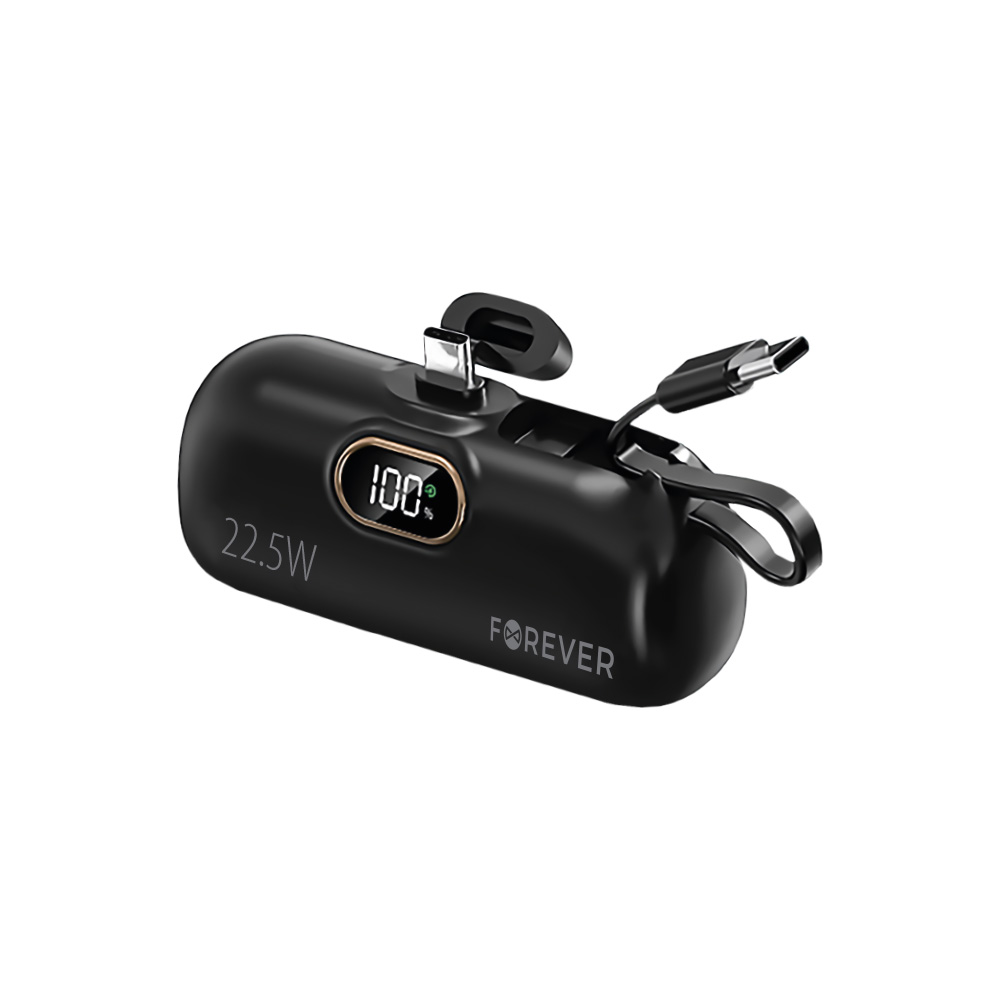 Forever mini varavirtalähde MTB-100 22,5W 5000 mAh USB C musta