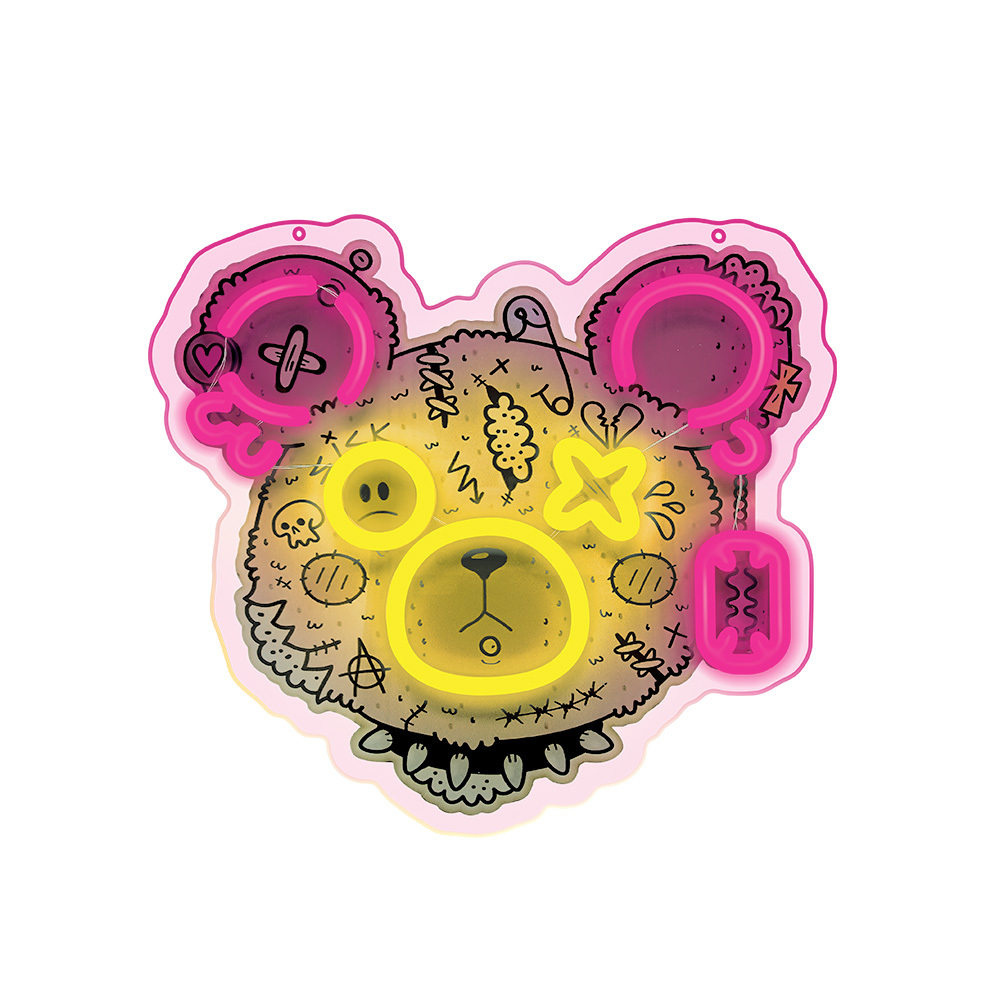 Neon ART LED PUNK TEDDY BEAR vaaleanpunainen-keltainen FLA01 Forever Light