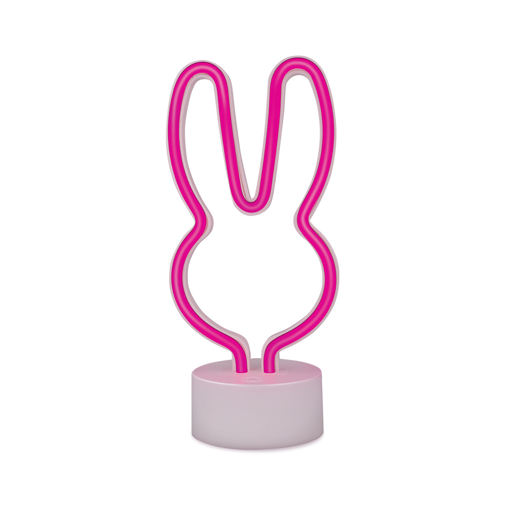 Neon LED jalustalla RABBIT vaaleanpunainen USB-C FSC-10 Forever Light
